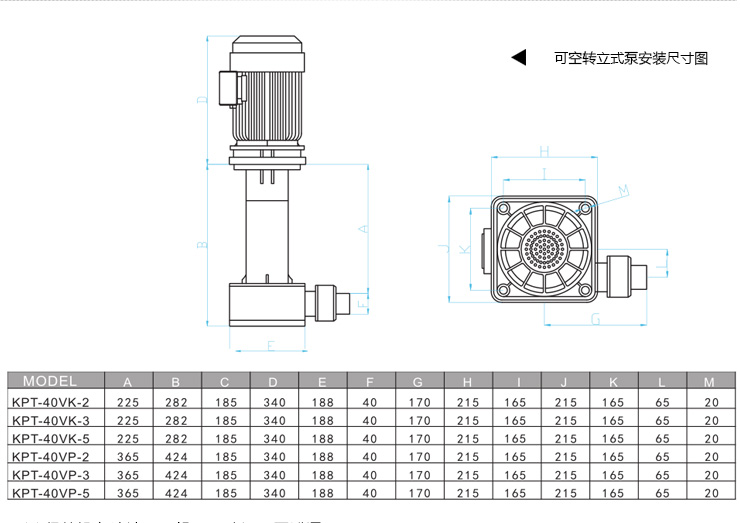 1KPT立式泵安裝尺寸圖